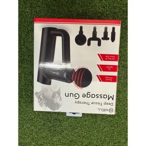 B-Well Deep Tissue Therapy Massage Gun 6 Speeds 4 Tips Black Handheld Massager